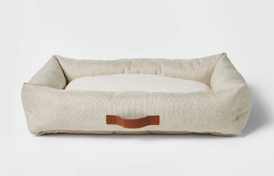 lot 146 image: Boots & Barkley Neutral 4-Sided Bolster Dog Bed - Cream - L 36 Inches (L), 8 Inches (H) x 24 Inches (W)