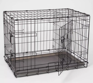 lot 449 image: Boots & Barkley 2 Door Wire Collapsible Dog Crate - M - Black, 30 Inches (L), 21 Inches (H) x 19 Inches (W)