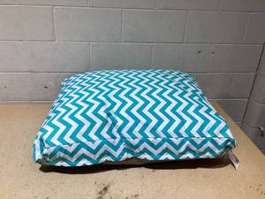 lot 150 image: Majestic Pet Chevron Rectangle Dog Bed - Teal - Medium, 36 Inches (L), 4 Inches (H) x 29 Inches (W) (Used, Washable)