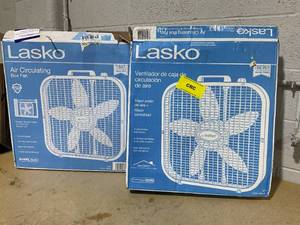 lot 264 image: LOT OF 2 Lasko Air Circulating Box Fans White