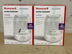 lot 266 image: LOT OF 2 Honeywell Ultra Comfort Cool Mist Humidifiers - White, HUL545W