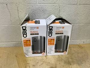 lot 463 image: LOT OF 2 Dreo 1500W Atom Core Portable Oscillating Ceramic Space Heaters for Home with Remote and Thermostat 1-12H Timer Silver Indoor Heater for Bedroom