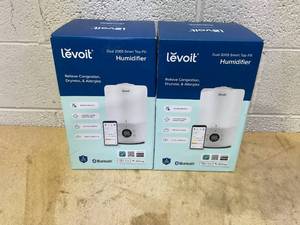 lot 465 image: LOT OF 2 Levoit 200S Dual Smart Top Fill Humidifiers Cool Mist, Ultrasonic, No Filter, 25 Hr Run, 100-300 sq. ft., Bedroom & Baby