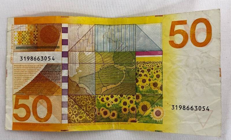 lot 218 image: Netherlands 50 Gulden Sunflower Banknote - Designed by R.D. Oxenaar