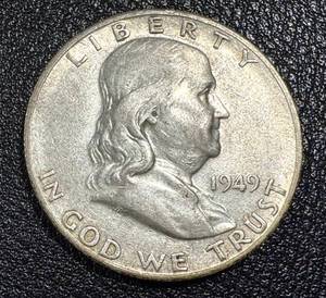 lot 3KC image: Benjamin Franklin 1949 Silver Half Dollar