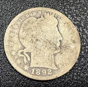 lot 5KC image: Barber Quarter 1892 - Liberty Head 25-Cent Silver Coin