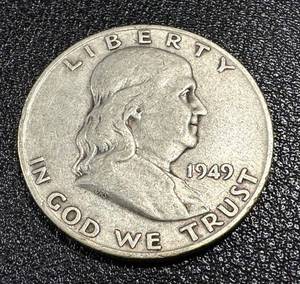 lot 7KC image: 1949-D Benjamin Franklin Half Dollar Silver Coin