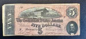 lot 14AG image: Confederate States of America 5-Dollar Note - Dated 2171864
