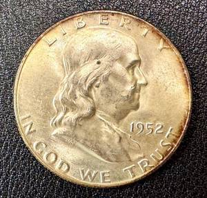 lot 16LB image: 1952 Franklin Half Dollar Coin - Benjamin Franklin Portrait, United States Mint