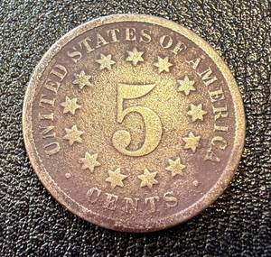 lot 18KC image: Union Shield Five Cent Coin, 1800s