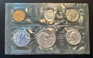 lot 21KC image: 1964 Philadelphia Proof Set - Lincoln Cent, Jefferson Nickel, Roosevelt Dime, Washington Quarter, Kennedy Half