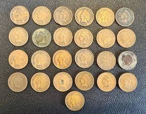 lot 42KC image: Indian Head Cent - 25 Coins Circulated, Varied Dates (1883-1907)