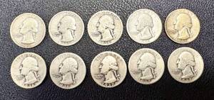 lot 56KC image: Washington Quarters 1935-1937 (10 Coins) Circulated