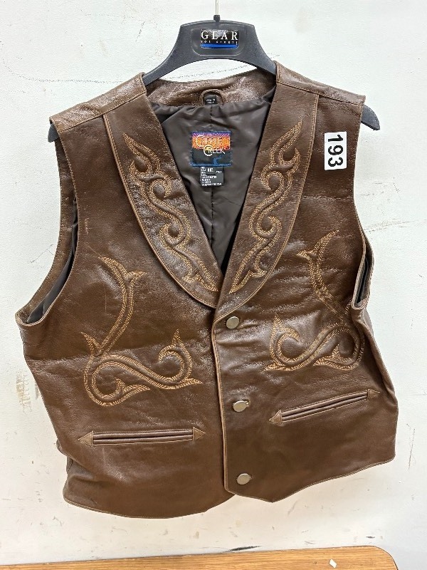 lot 193 image: Cripple Creek authentic leather vest size 2xl