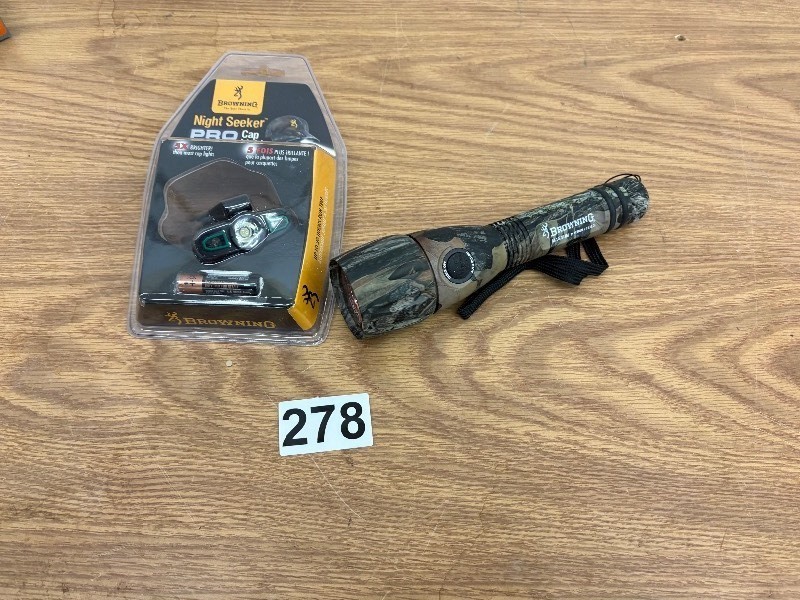 lot 278 image: browning Head Lamp and LED flashlight
