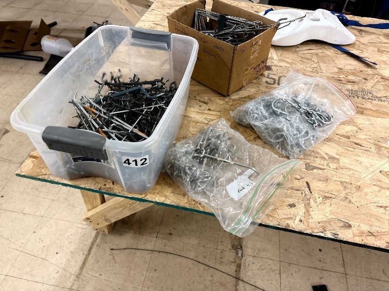 lot 413 image: Peg board hooks and garage organizers