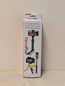 lot 57 image: NEW SUNPAK VERSAPOD EXTENDABLE TABLETOP AND HANDHELD TRIPOD WITH BLUETOOTH REMOTE