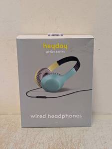 lot 54 image: NEW HEYDAY ARTIST SERIES WIRED HEADPHONES TEAL & YELLOW
