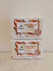 lot 91 image: (2) NEW DOVE GINGERBREAD DELIGHT BAR SOAP 4PK