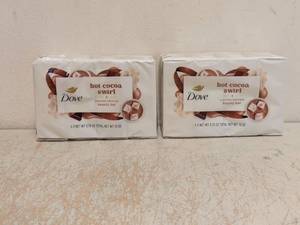 lot 147 image: (2) NEW DOVE HOT COCOA SWIRL BAR SOAP 4PK