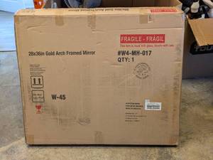 lot 212 image: NEW MY TEXAS HOUSE 28x36 GOLD ARCH FRAMED MIRROR