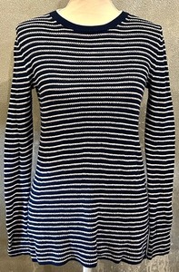 lot 125 image: White & Warren Navy Stripe Sweater XS