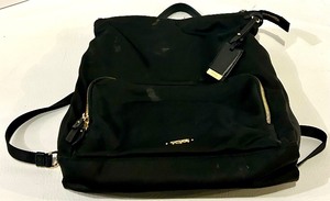 lot 133 image: Trumi Canvas Backpack Purse - Black with Gold-Tone Hardware
