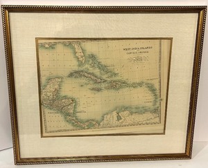 lot 147 image: West India Islands Central America Map - Framed Wall Art