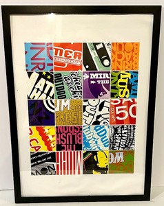 lot 148 image: Framed 20-Panel Colorful Typography Collage Artwork