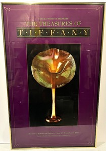 lot 150 image: Framed Tiffany Poster - The Treasures of Tiffany Exhibit 1982 Chicago Tribune Presents