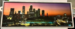 lot 153 image: Framed City Skyline Panorama at Sunset & Stadium - Wall Art