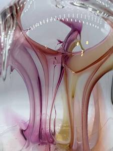 Peter Bramhall Glass Sculpture - Signed 1990 Abstract Art Glass Vessel - LARGE 12" x 16.5"