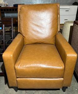 lot 16 image: Dorel Asia Armchair - Simulated Leather Recliner with Footrest, 40.5 in H x 30 in W x 33 in D