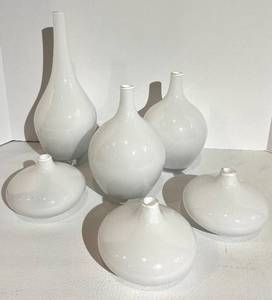 lot 27 image: IKEA 301.198.37 Glass Vases White Set of 6