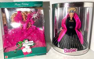 lot 43 image: Barbie Happy Holidays Dolls (Lot of 2) 1990 & 1998
