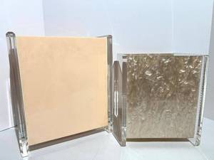 lot 54 image: Polly Berg RE300 Hand Made Lucite Display Boxes Bathroom Garbage (Lot of 2)