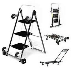 lot 60 image: Kerry Kart 4-in-1 Utility Cart Ladder - Black Steel