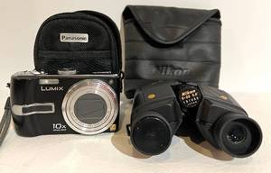 lot 73 image: Panasonic Lumix Digital Camera with Leica Lens - 10x Optical Zoom & Nikon Binoculars 9x25