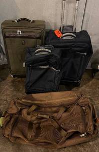 lot 79 image: Luggage Set - Black Suitcases, Olive Green Case & Brown Duffel
