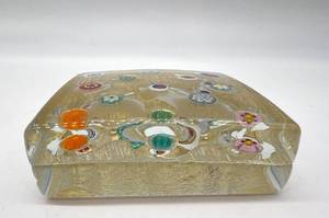 lot 97 image: Art Glass Millefiori Cane Sculpture with Gold Crackle Base