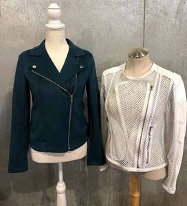 lot 107 image: Old Navy XS Teal Asymmetric Zip Jacket & Dea Genuine Leather Mesh Jacket AUS 10 US 6