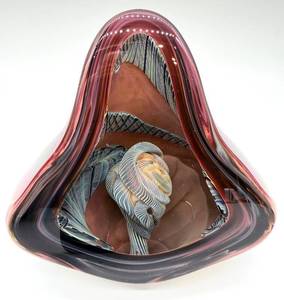 lot 181 image: Henry Summa Glass Sculpture - Iridescent Rainbow Teardrop Sculpture - Signed