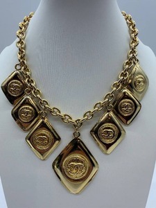 Chanel Gold-Tone Necklace - Diamond-Shaped Pendants, Made in France