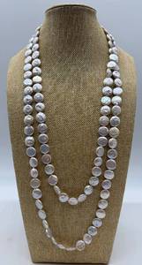 lot 199 image: Wrap Single-Strand Freshwater Pearl Necklace - Coin Pearl Beads, White