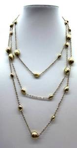 lot 202 image: Layered Wrap Gold-Tone Necklace - Textured Oval Beads & Lobster Clasp