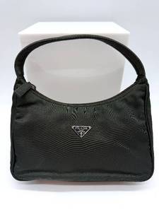 lot 213 image: Prada Handbag Made in Italy - Green Nylon with Logo Plate