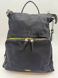 lot 215 image: TUMI Black Nylon Backpack with Gold Hardware & Top Handles