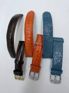 lot 218 image: Trio of  Watch Straps including Genuine Galuchat (Stingray) Leather, Skagen - Denmark and  Made in France (Set of 3)