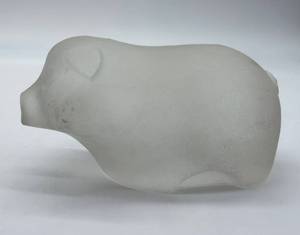 lot 219 image: Frosted Glass Pig Figurine - Decorative Display Sculpture