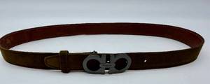 lot 265 image: Ferragamo Gancini Leather Belt - Brown, Made in Italy